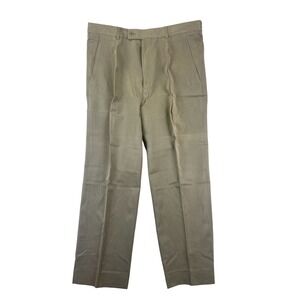 Bugatchi Uomo Tan Silk Cotton Blend Pleated‎ Dress Pants Men's Size 38